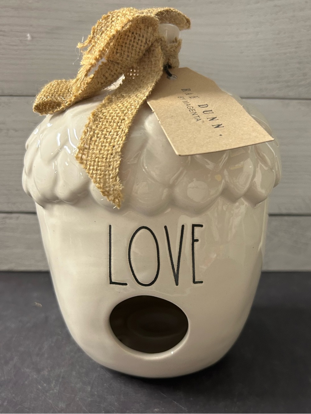 Rae Dunn Ceramic 'LOVE' Acorn Birdhouse